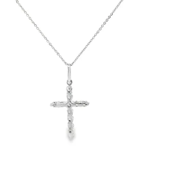 14K White Gold Diamond Cross Pendant Necklace Image 3 Arezzo Jewelers Elmwood, IL