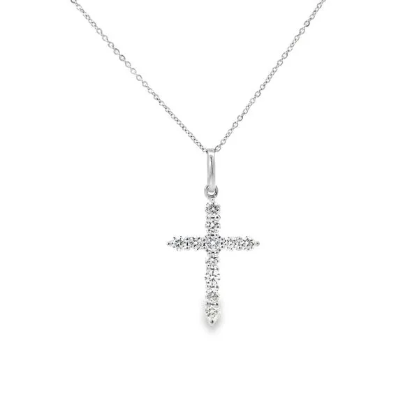 14K White Gold Diamond Cross Pendant Necklace Arezzo Jewelers Elmwood, IL