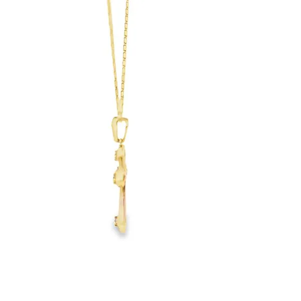 14K Yellow Gold Diamond Cross Pendant Necklace Image 2 Arezzo Jewelers Elmwood, IL