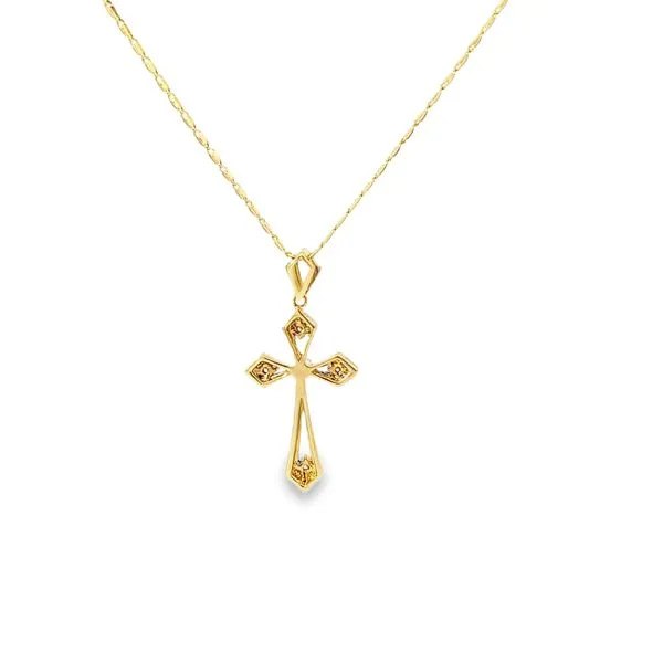 14K Yellow Gold Diamond Cross Pendant Necklace Image 3 Arezzo Jewelers Elmwood, IL