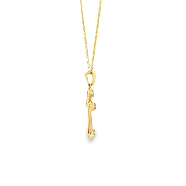 14K Yellow Gold Diamond Cross Pendant Necklace Image 4 Arezzo Jewelers Elmwood, IL