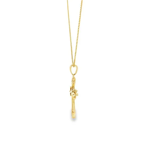 14K Yellow Gold Diamond Cross Pendant Necklace Image 2 Arezzo Jewelers Elmwood, IL