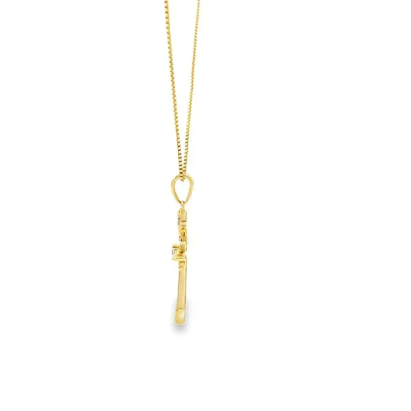 14K Yellow Gold Diamond Cross Pendant Necklace Image 4 Arezzo Jewelers Elmwood, IL