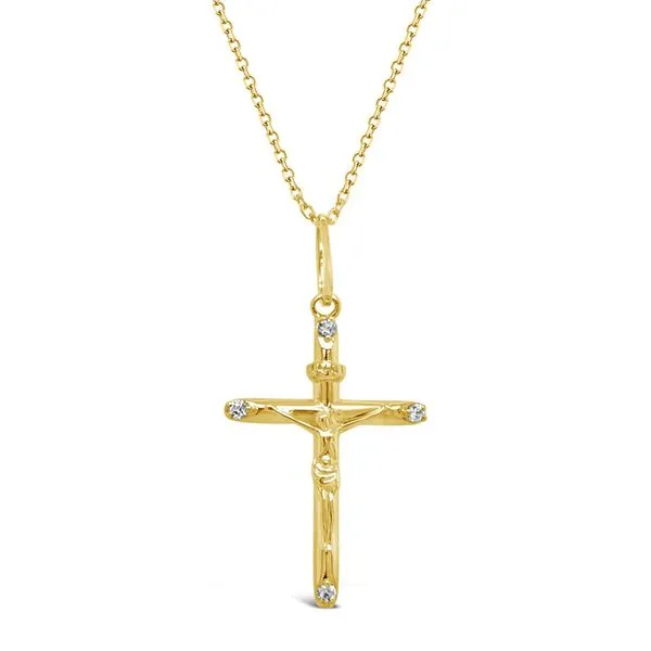 14K Yellow Gold Diamond Cross Pendant Arezzo Jewelers Elmwood Park, IL