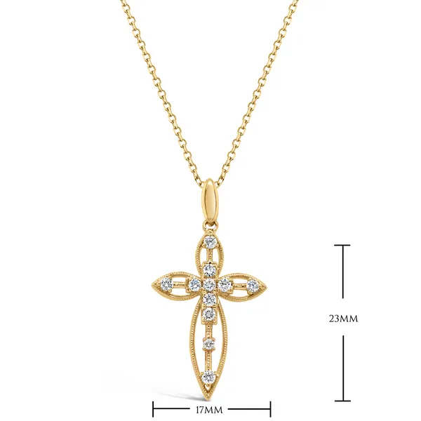 14K Yellow Gold Diamond Cross Pendant Image 2 Arezzo Jewelers Elmwood Park, IL