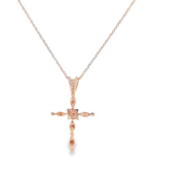 10K Yellow Gold Single Fancy Diamond Cross Necklace Pendant Image 3 Arezzo Jewelers Elmwood Park, IL