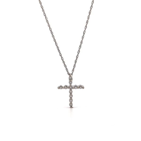 .17ct Petite Diamond Cross Necklace Pendant Arezzo Jewelers Elmwood Park, IL