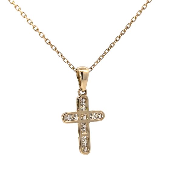 14k Yellow Gold Channel Set Diamond Cross Necklace Pendant - .29cts TW Image 3 Arezzo Jewelers Elmwood Park, IL