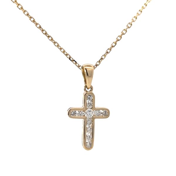 14k Yellow Gold Channel Set Diamond Cross Necklace Pendant - .29cts TW Arezzo Jewelers Elmwood Park, IL