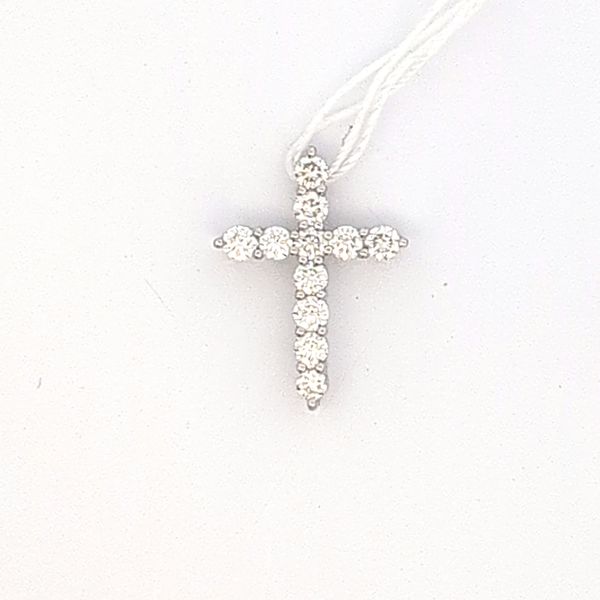 14 Karat White Gold Diamond Cross Pendant Arezzo Jewelers Elmwood Park, IL