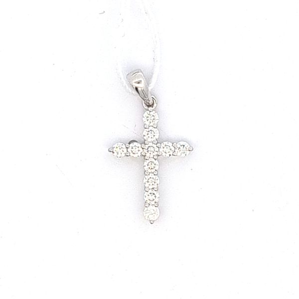 14 Karat White Gold Diamond Cross Pendant Arezzo Jewelers Elmwood Park, IL