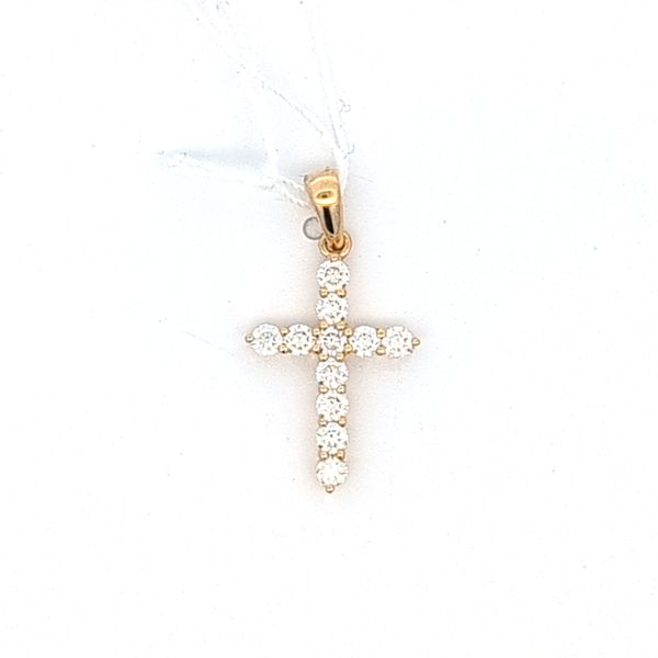 14 Karat Yellow Gold Diamond Cross Pendant Arezzo Jewelers Elmwood Park, IL