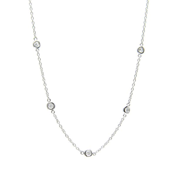 14k White Gold Diamond Station Necklace Arezzo Jewelers Elmwood Park, IL