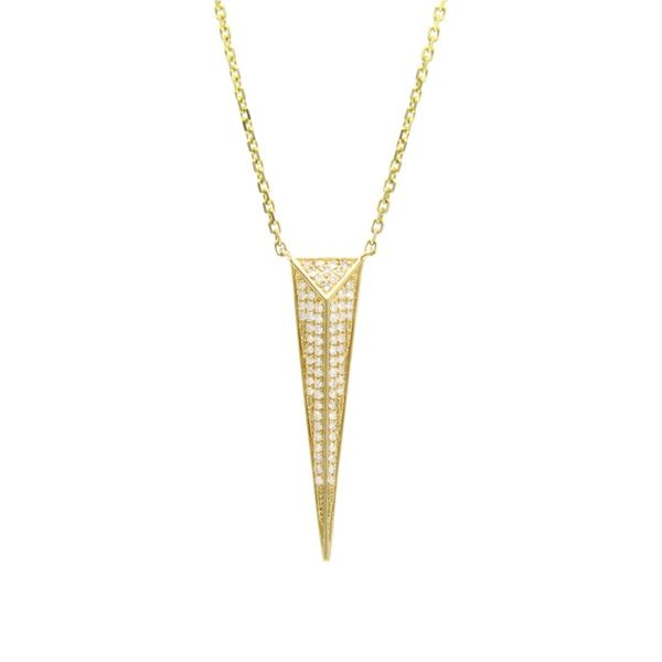 Yellow Gold Diamond Pave Pyramid Necklace - .16cts Arezzo Jewelers Elmwood Park, IL
