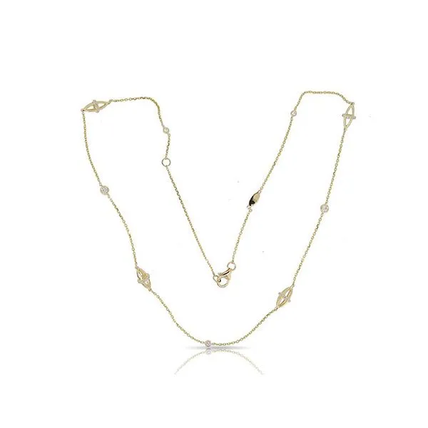 Yellow Gold Diamond Station Necklace - .39cts Image 2 Arezzo Jewelers Elmwood Park, IL