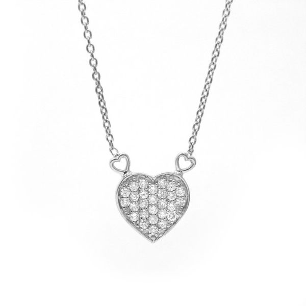 White Gold Pave Diamond Heart Necklace Arezzo Jewelers Elmwood Park, IL