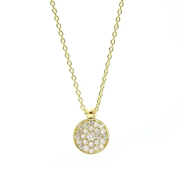 Yellow Gold Pave Circle Necklace Arezzo Jewelers Elmwood Park, IL