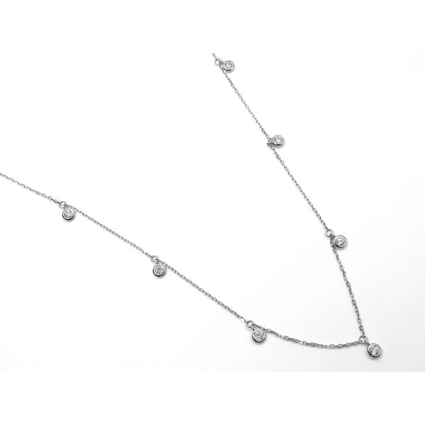 14k White Gold Dangling 9 Diamond Necklace Arezzo Jewelers Elmwood Park, IL