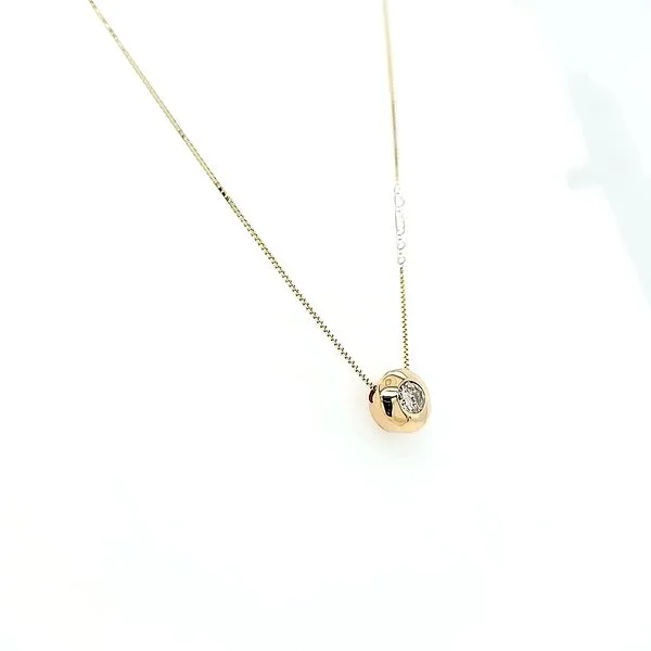 14k Yellow Gold Bezel Set Diamond Pendant Necklace. Image 2 Arezzo Jewelers Elmwood Park, IL