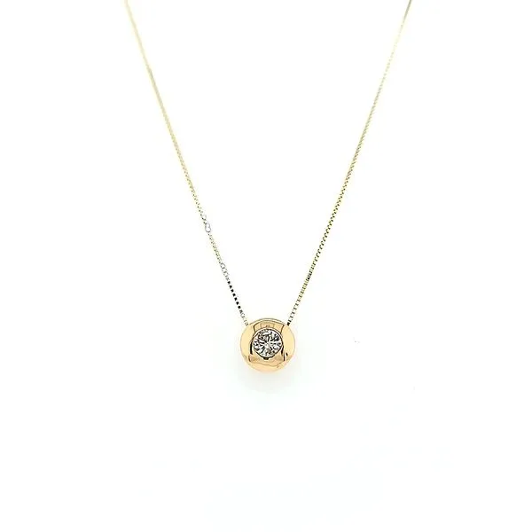 14k Yellow Gold Bezel Set Diamond Pendant Necklace. Arezzo Jewelers Elmwood Park, IL