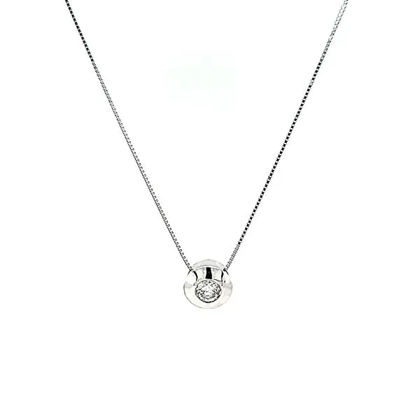 14k White Gold Diamond Solitaire Bezel Pendant Arezzo Jewelers Elmwood Park, IL