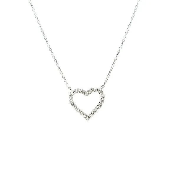 14k White Gold Open Heart Diamond Necklace Arezzo Jewelers Elmwood Park, IL