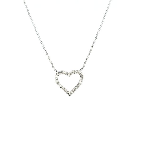 14k White Gold Open Heart Diamond Necklace Arezzo Jewelers Elmwood Park, IL