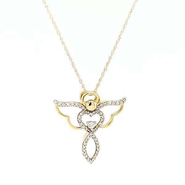 14k Yellow Gold and Diamond Angel Necklace, .25cts Image 2 Arezzo Jewelers Elmwood Park, IL