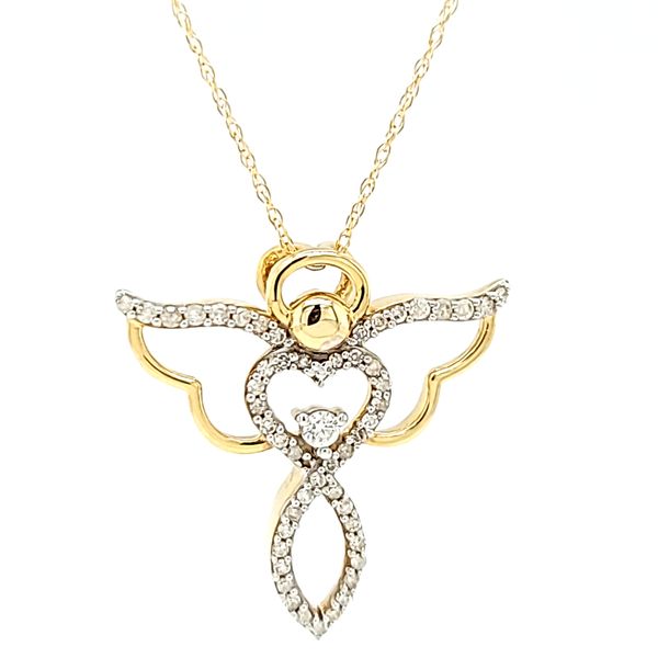14k Yellow Gold and Diamond Angel Necklace, .25cts Arezzo Jewelers Elmwood Park, IL