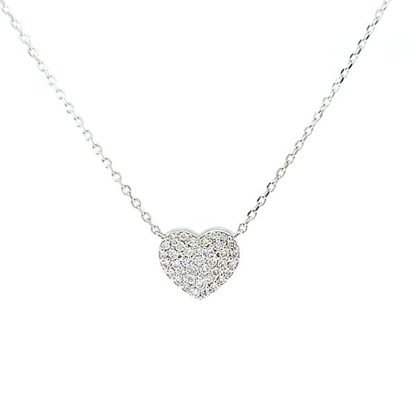 14K White Gold Pave Diamond Heart Necklace Arezzo Jewelers Elmwood Park, IL