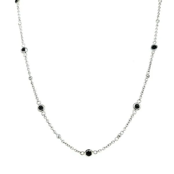 14k White Gold Black and White Diamond Station Necklace Arezzo Jewelers Elmwood Park, IL