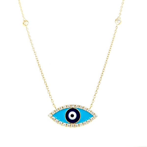 14k Yellow Gold Diamond Evil Eye Necklace Arezzo Jewelers Elmwood Park, IL