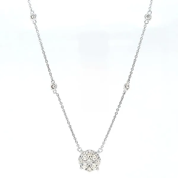 14k White Gold Diamond Circle Necklace, 1.01cts Image 2 Arezzo Jewelers Elmwood Park, IL