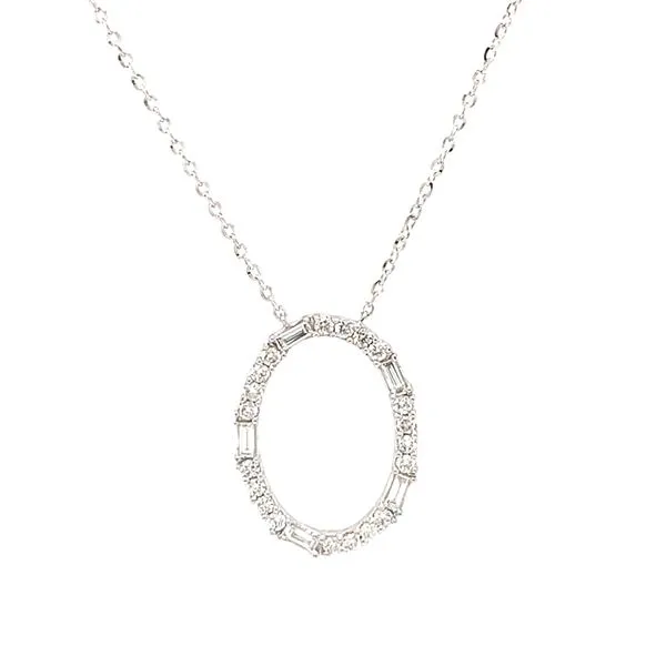 18k White Gold Open Oval Diamond Necklace Arezzo Jewelers Elmwood Park, IL