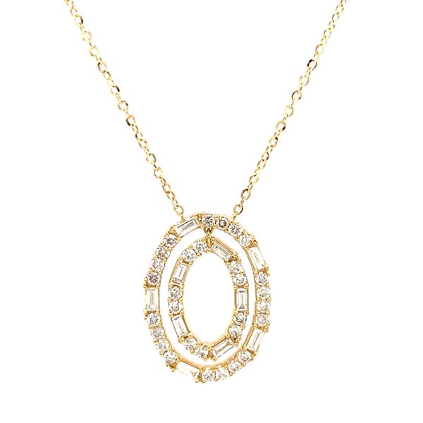 18k Yellow Gold Double Oval Diamond Necklace Arezzo Jewelers Elmwood Park, IL
