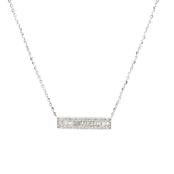 18k White Gold Diamond Bar Necklace Arezzo Jewelers Elmwood Park, IL