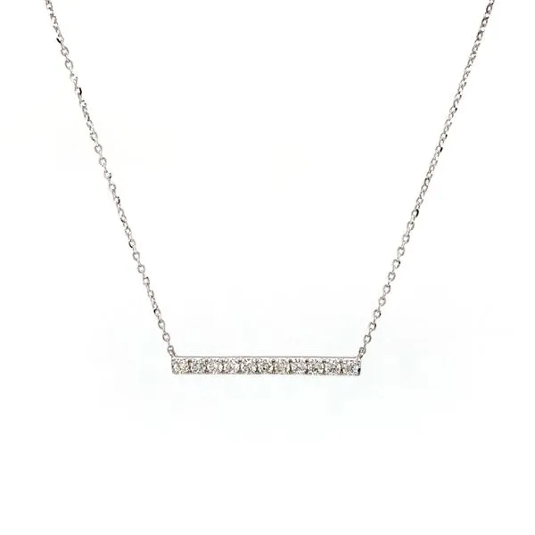 18k White Gold Diamond Bar Necklace Image 2 Arezzo Jewelers Elmwood Park, IL