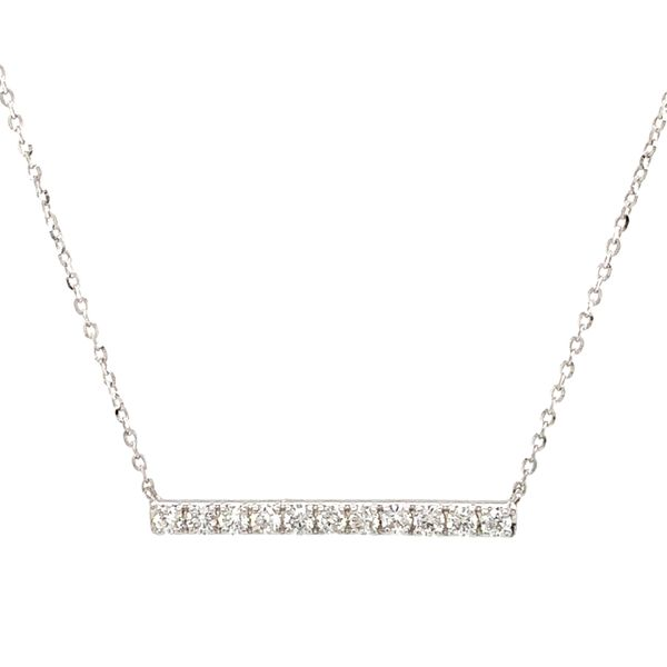 18k White Gold Diamond Bar Necklace Arezzo Jewelers Elmwood Park, IL