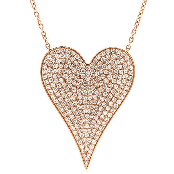 18k Rose Gold Pave Heart Necklace, 1.92cts Arezzo Jewelers Elmwood Park, IL