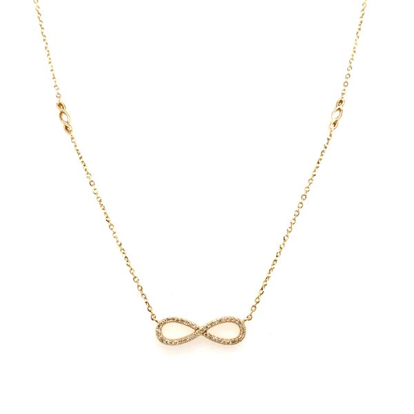 14k Yellow Gold Diamond Infinity Necklace Image 2 Arezzo Jewelers Elmwood Park, IL