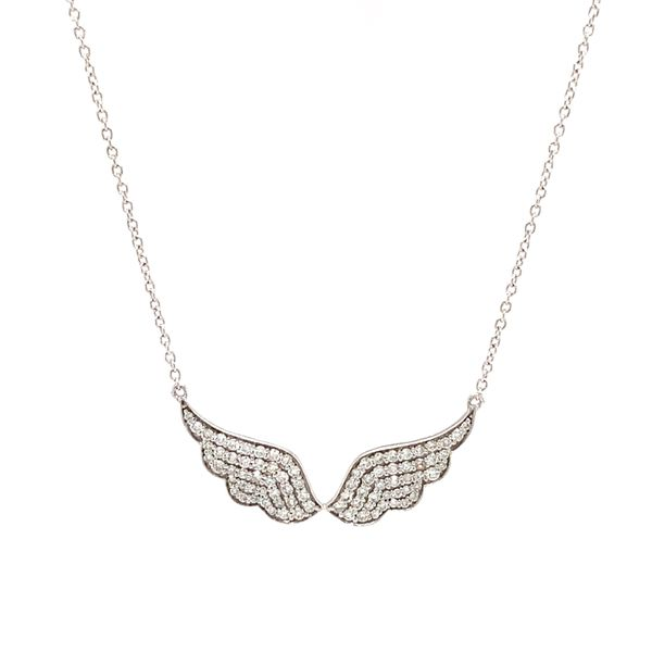 14k White Gold Diamond Angel Wing Necklace Arezzo Jewelers Elmwood Park, IL