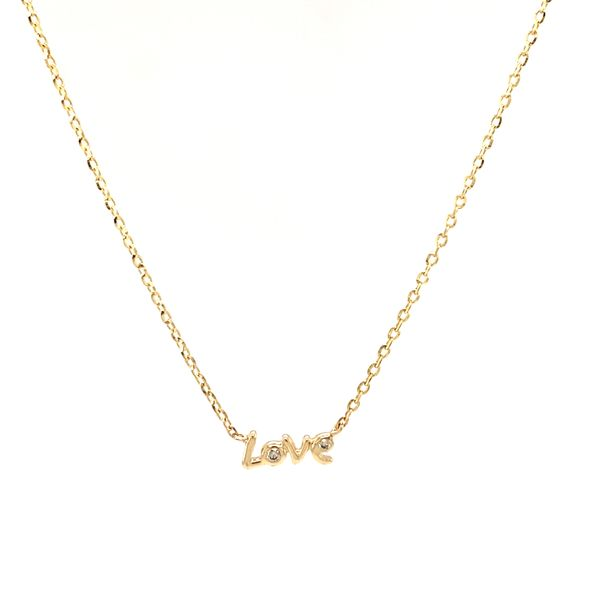 14k Yellow Gold Mini LOVE Diamond Necklace Image 2 Arezzo Jewelers Elmwood Park, IL