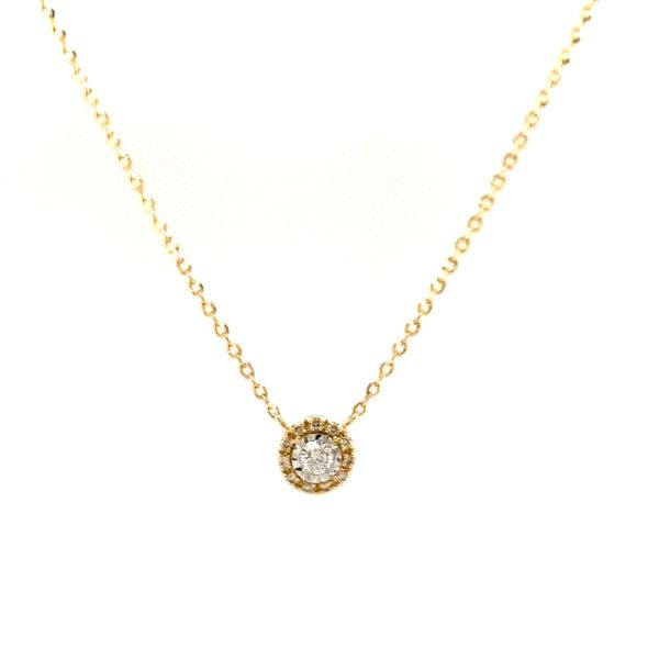 14k Yellow Gold Diamond Halo Necklace Arezzo Jewelers Elmwood Park, IL