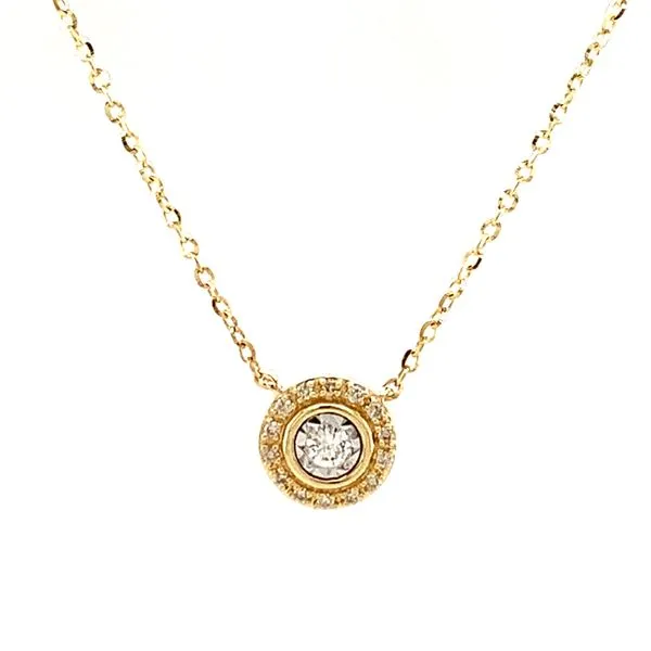 14k Yellow Gold Diamond Halo Necklace Image 2 Arezzo Jewelers Elmwood Park, IL