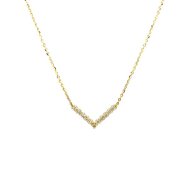 18k Yellow Gold Diamond V Necklace Image 2 Arezzo Jewelers Elmwood Park, IL