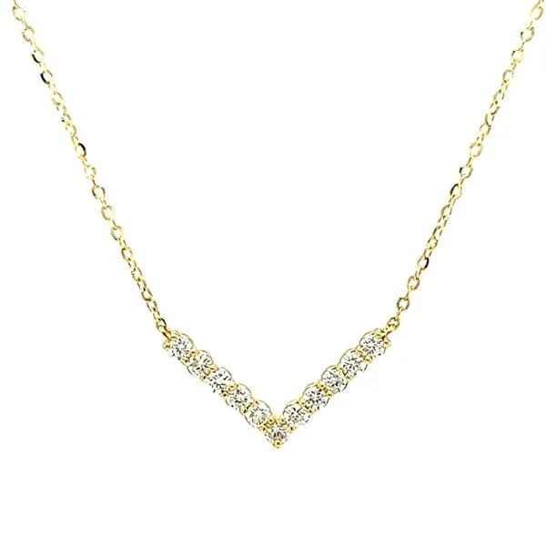 18k Yellow Gold Diamond V Necklace Arezzo Jewelers Elmwood Park, IL