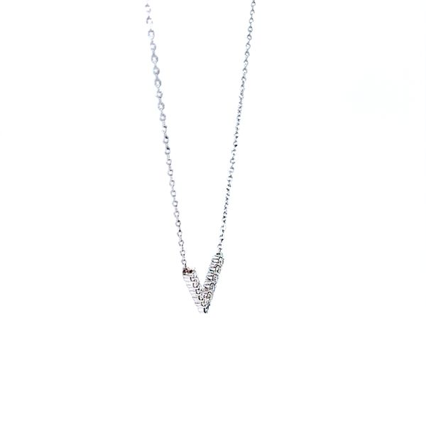 18k White Gold Diamond V Necklace Image 3 Arezzo Jewelers Elmwood Park, IL