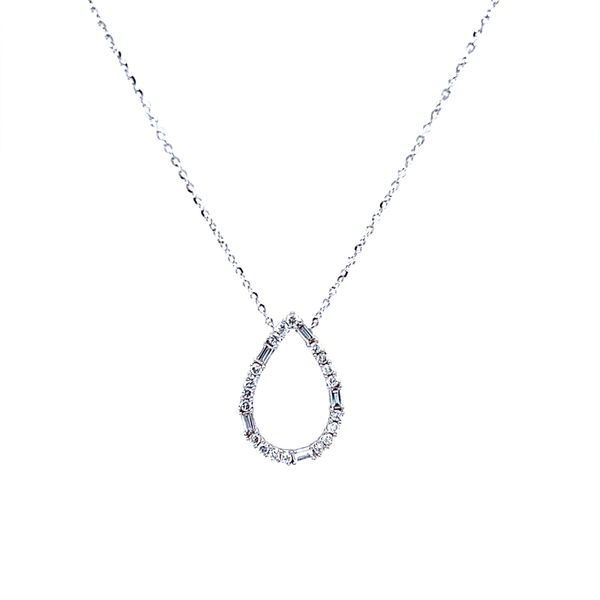 18k White Gold Openwork Pear Shape Diamond Necklace Image 2 Arezzo Jewelers Elmwood Park, IL