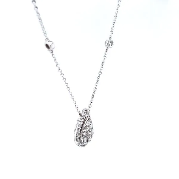 18k White Gold Diamond Pear Halo Cluster Necklace Image 2 Arezzo Jewelers Elmwood Park, IL