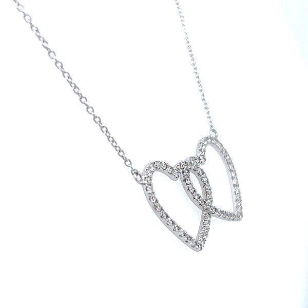 18k White Gold Locked Hearts Diamond Necklace Image 3 Arezzo Jewelers Elmwood Park, IL